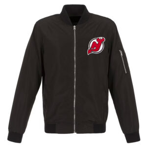 Black New Jersey Devils Lightweight Bomber Nylon Jacket