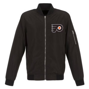 Lightweight Philadelphia Flyers Nylon Bomber Black Jacket