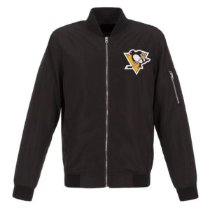 Lightweight Pittsburgh Penguins Nylon Bomber Black Jacket