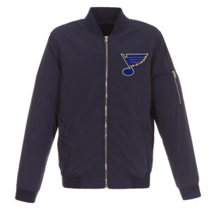 Navy St. Louis Blues Nylon Lightweight Bomber Jacket