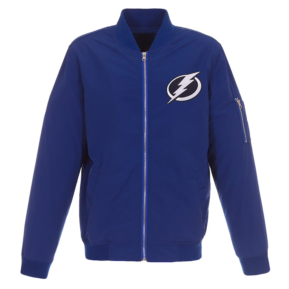 Lightweight Tampa Bay Lightning Blue Nylon Bomber Jacket