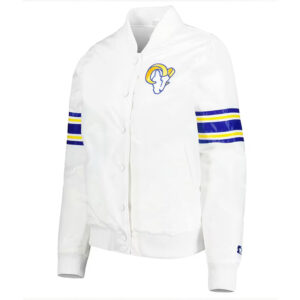 LA Rams Line Up White Varsity Satin Jacket