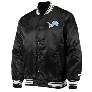Detroit Lions Locker Room Black Satin Jacket