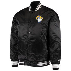 LA Rams Locker Room Black Satin Jacket