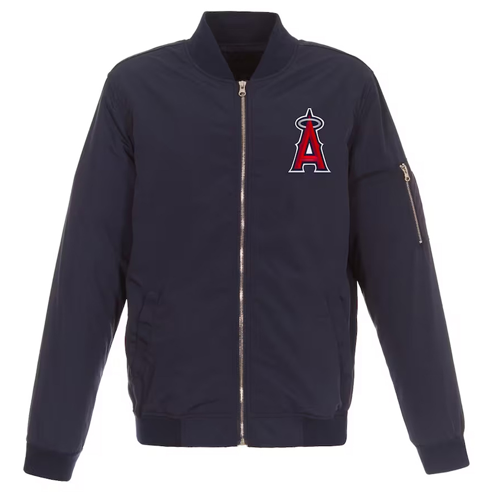 Navy/Grey LA Angels Nylon Bomber Jacket