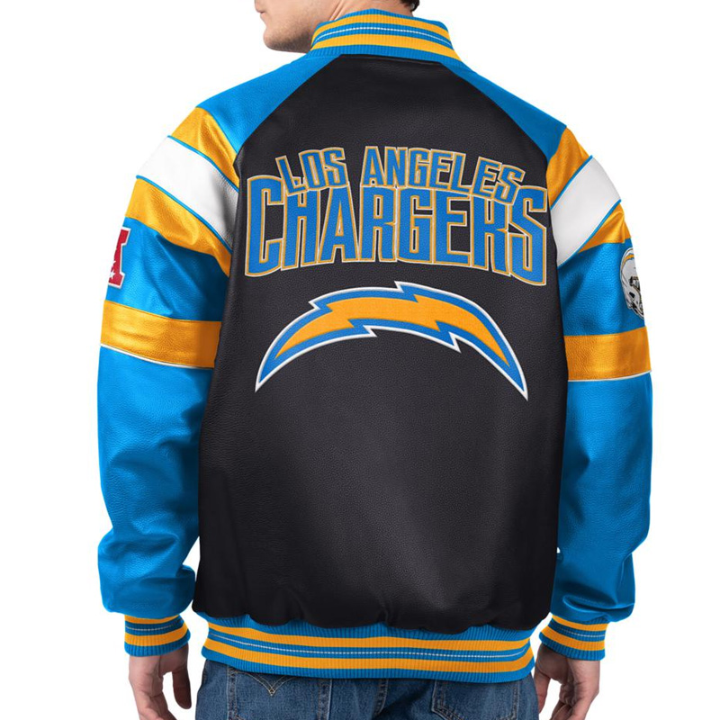 Los Angeles Chargers G-III Faux Varsity Leather Jacket - Image 2