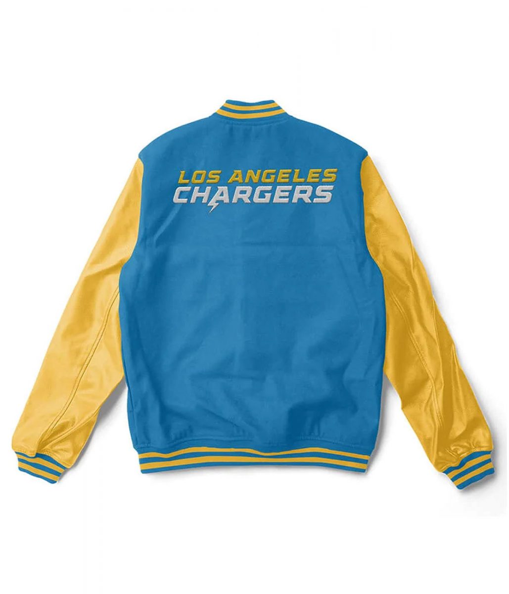 Varsity LA Chargers Yellow and Light Blue Jacket - Image 2