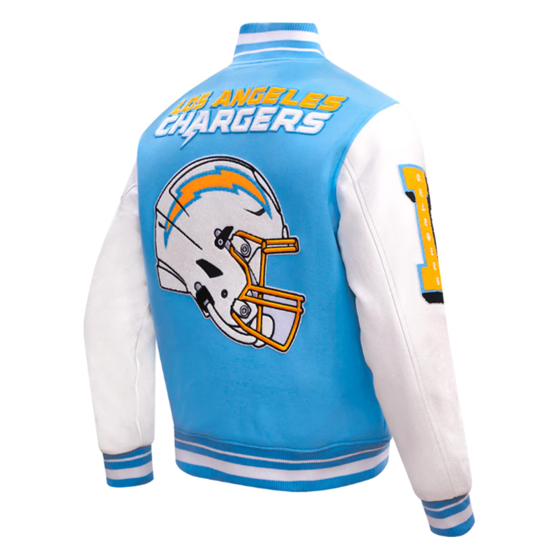 LA Chargers Mashup Rib Varsity Wool/Leather Jacket - Image 4