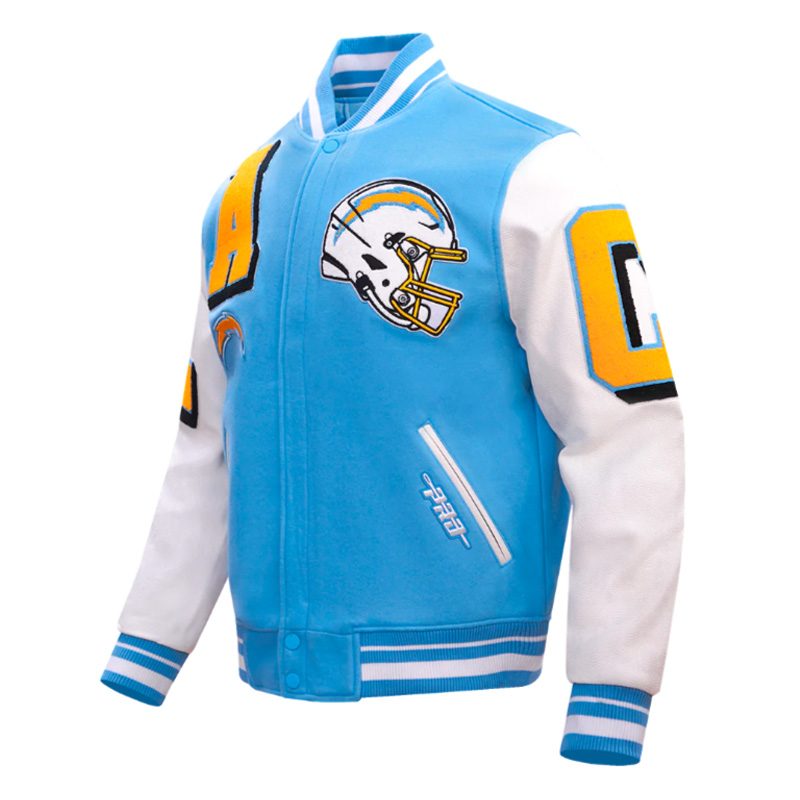 LA Chargers Mashup Rib Varsity Wool/Leather Jacket - Image 3