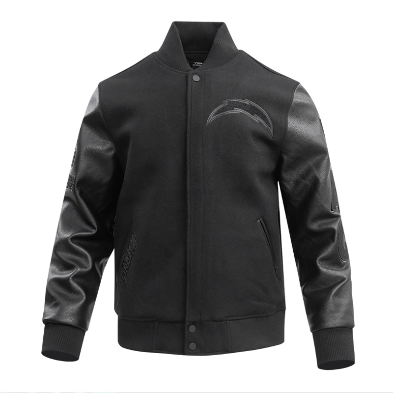 LA Chargers Triple Black Varsity Wool/Leather Jacket