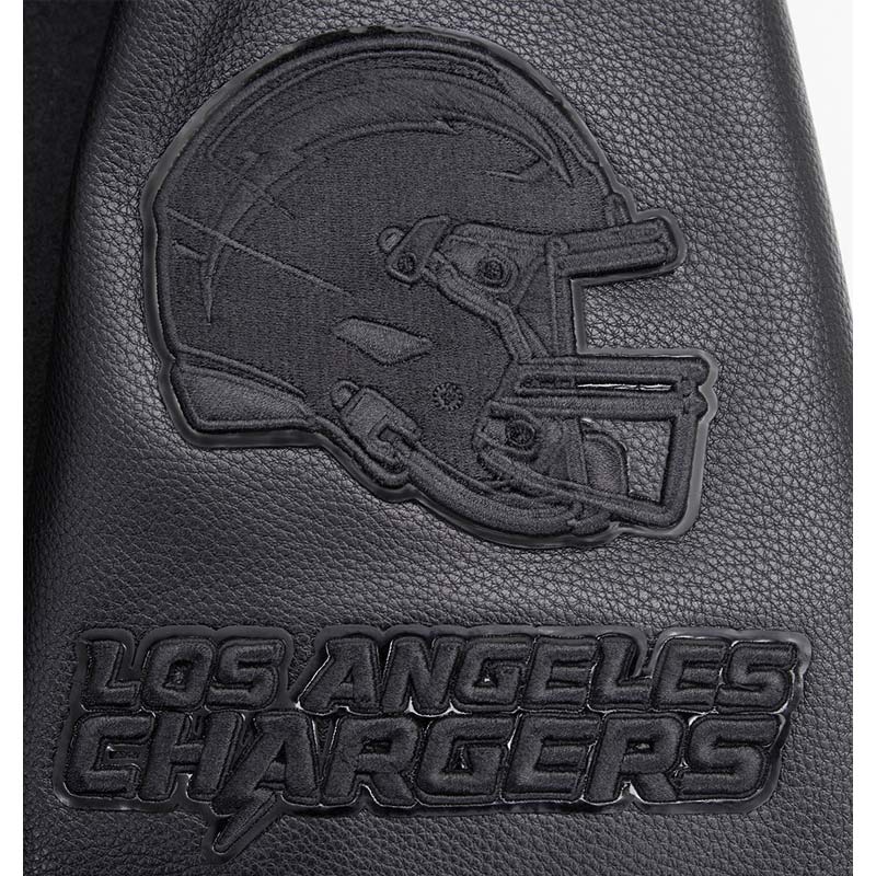 LA Chargers Triple Black Varsity Wool/Leather Jacket - Image 5