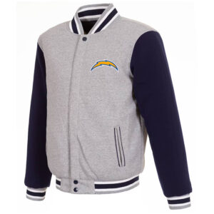 Los Angeles Chargers Gray and Navy Varsity Wool Jacket