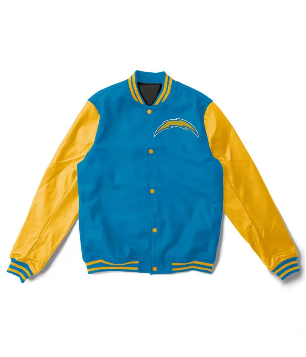Varsity LA Chargers Yellow and Light Blue Jacket