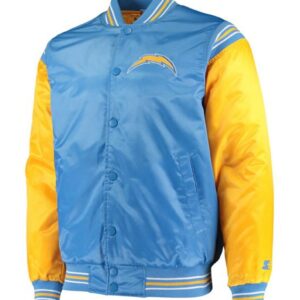 Varsity LA Chargers Light Blue and Yellow Satin Jacket