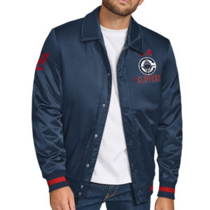 LA Clippers Stitch Applique Navy Satin Jacket