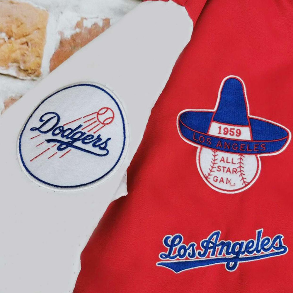 LA Dodgers 1959 Red and White Varsity Jacket - Image 3