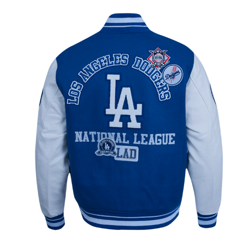 LA Dodgers Area Code Classic Rib Varsity Jacket - Image 4
