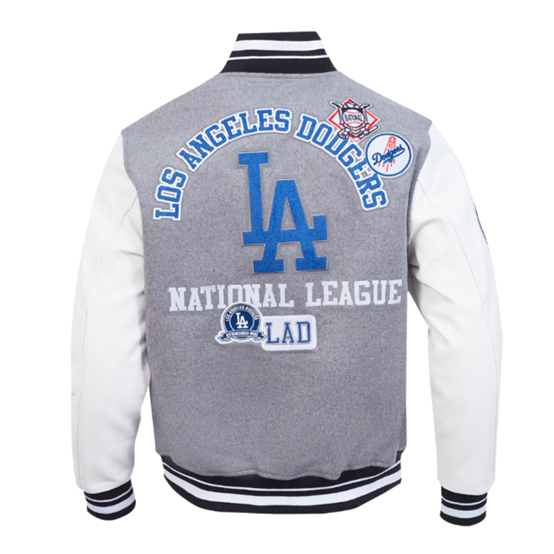 LA Dodgers Area Code Classic Rib Varsity Jacket - Image 3
