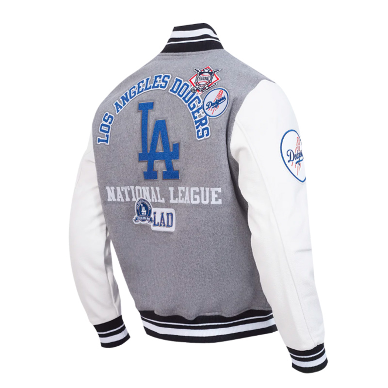LA Dodgers Area Code Classic Rib Varsity Jacket - Image 7