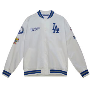 Los Angeles Dodgers City Collection White Varsity Satin Jacket