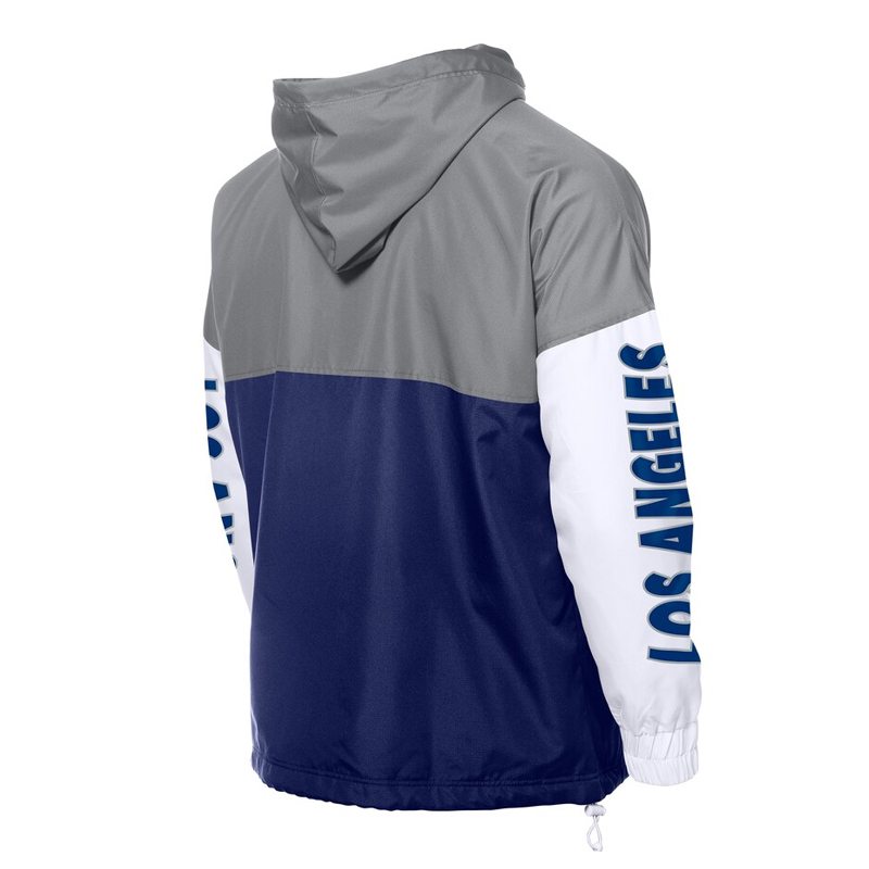 LA Dodgers Color Block Royal/Gray Hoodie Windbreaker - Image 2