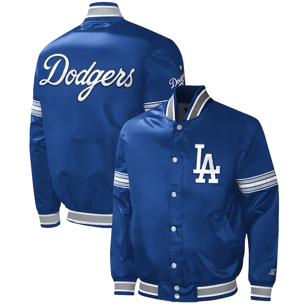 LA Dodgers Midfield Royal Varsity Satin Jacket - Image 3