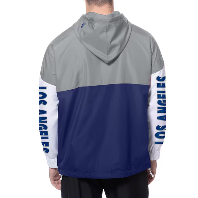 LA Dodgers Color Block Royal/Gray Hoodie Windbreaker - Image 5