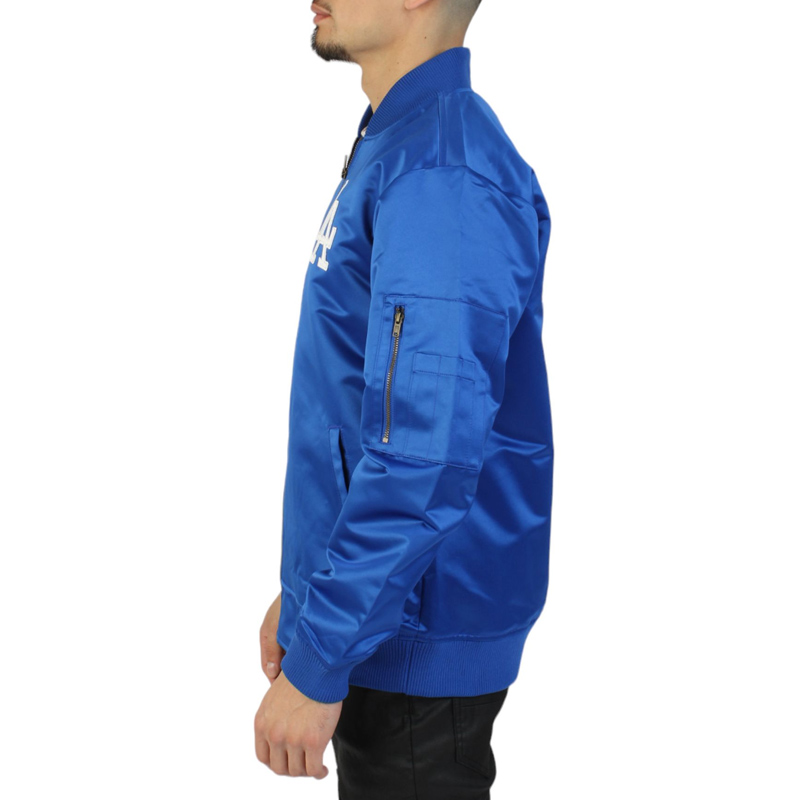 LA Dodgers Vintage Logo Royal Lightweight Satin Jacket - Image 7