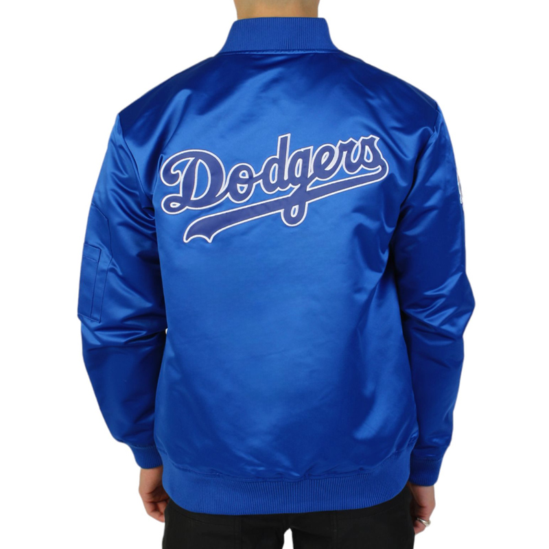 LA Dodgers Vintage Logo Royal Lightweight Satin Jacket - Image 2