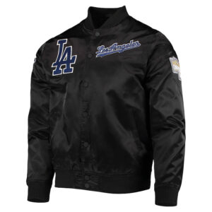 Wordmark LA Dodgers Black Satin Jacket