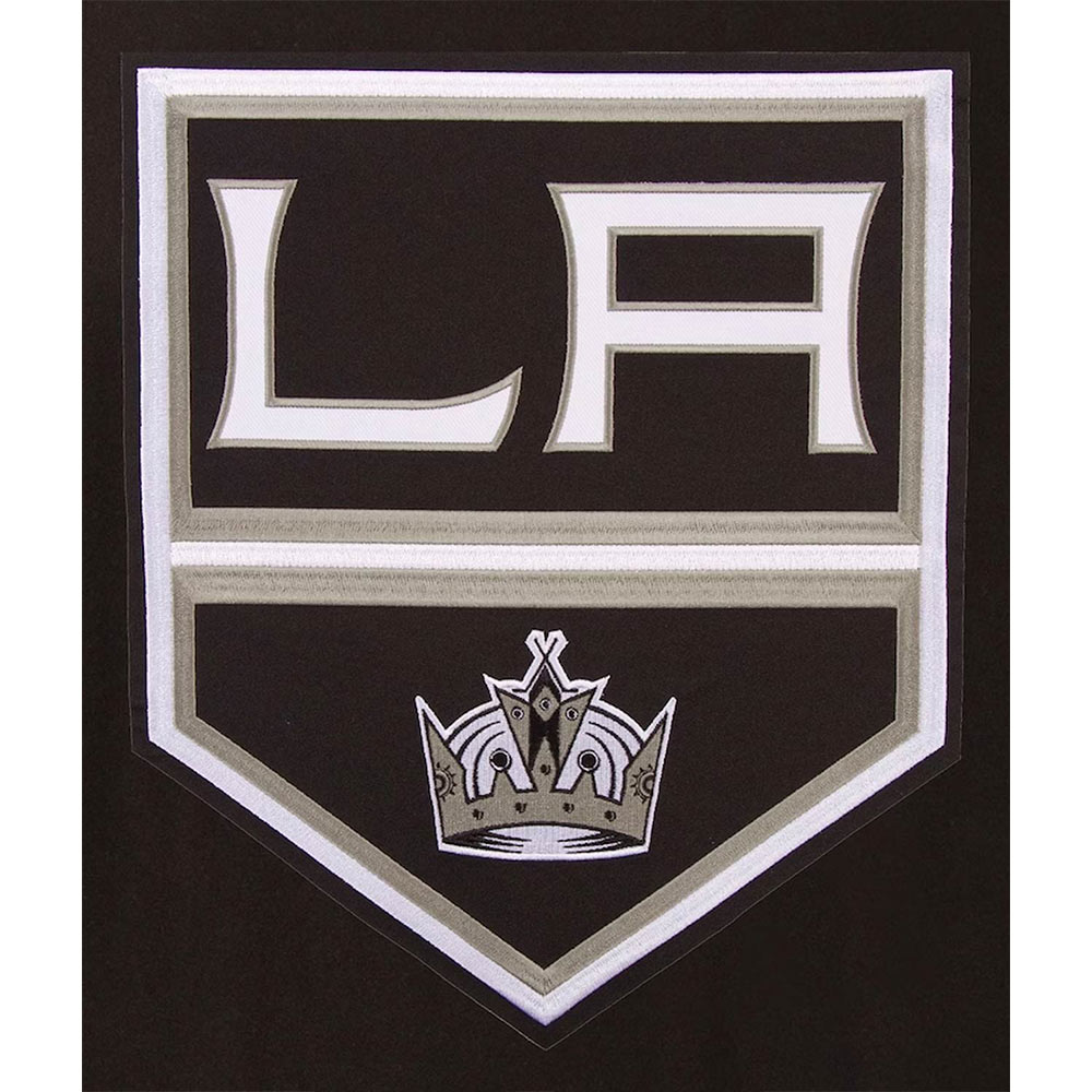LA Kings Two Hit Wool & Leather Black Varsity Jacket - Image 3