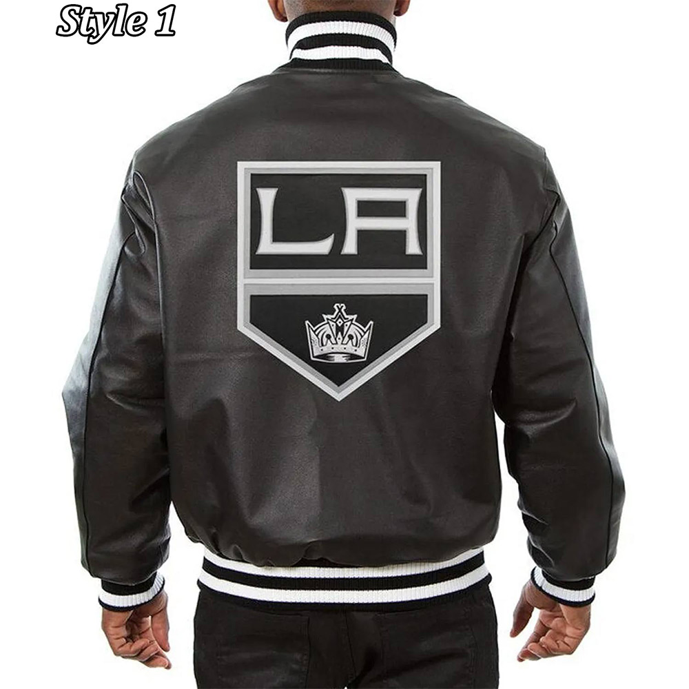 Varsity Los Angeles Kings Black Leather Jacket - Image 3
