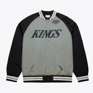 LA Kings Vintage Logo Double Clutch Gray Satin Jacket