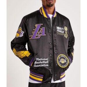 LA Lakers 17X Champions Black Varsity Satin Jacket