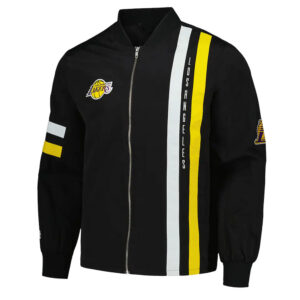 LA Lakers Black Stitch Applique Bomber Jacket