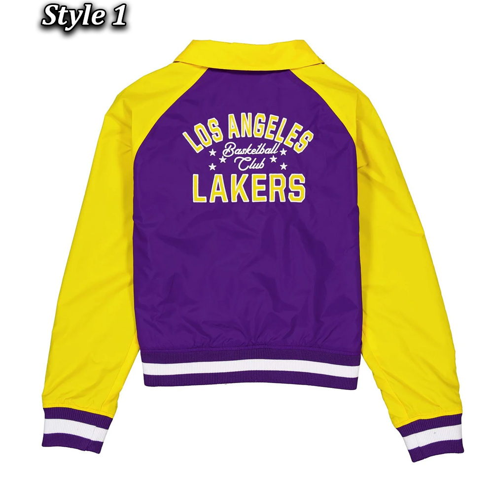 LA Lakers Purple and Yellow Throwback Jacket - Image 3
