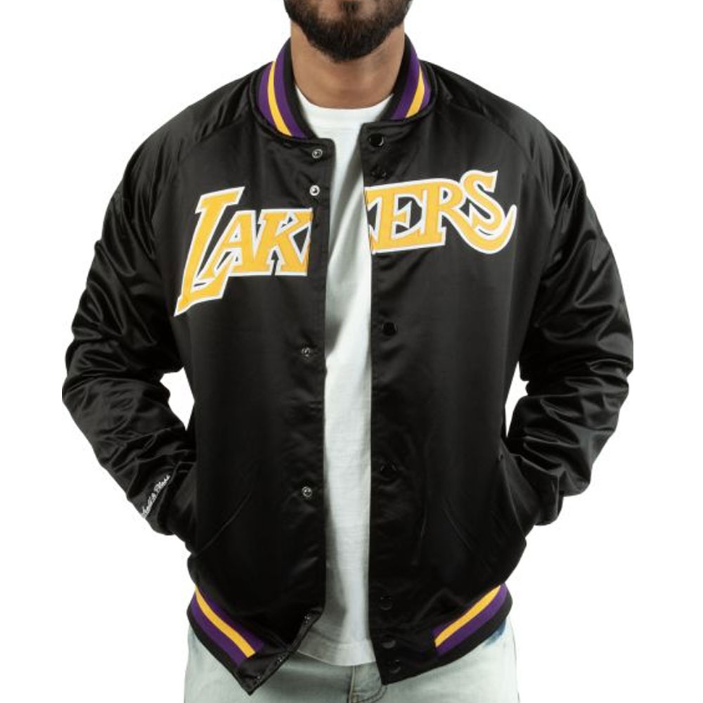 LA Lakers Lightweight Black Satin Jacket - Image 7
