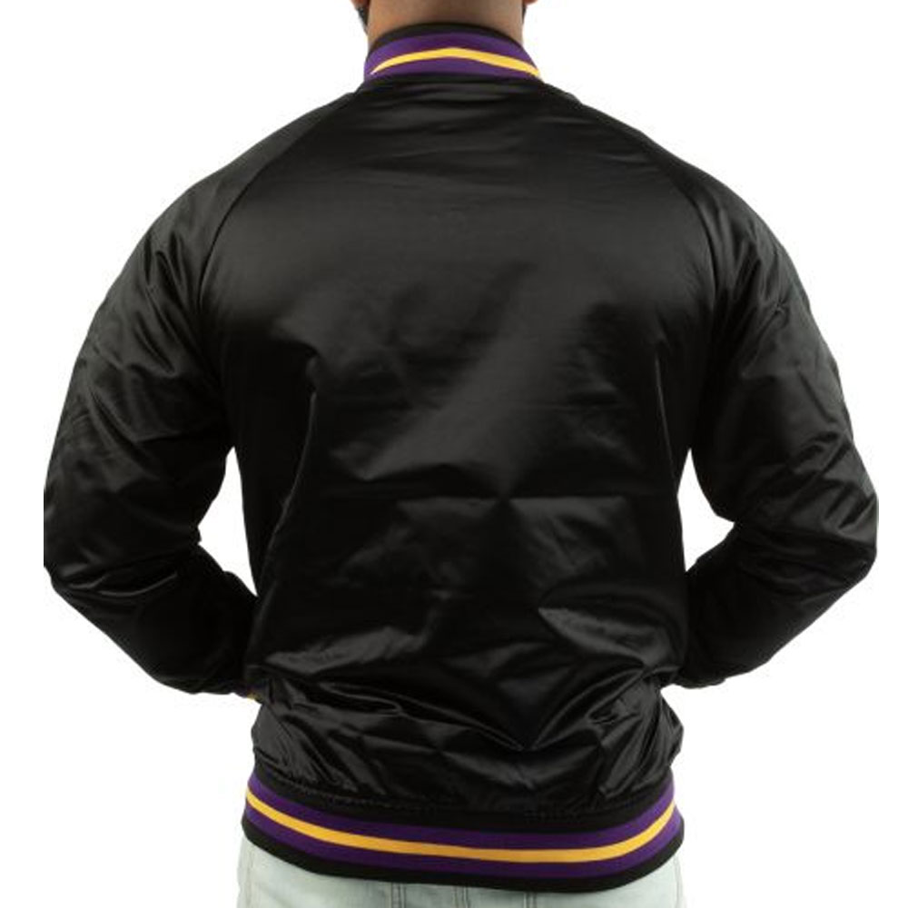 LA Lakers Lightweight Black Satin Jacket - Image 9