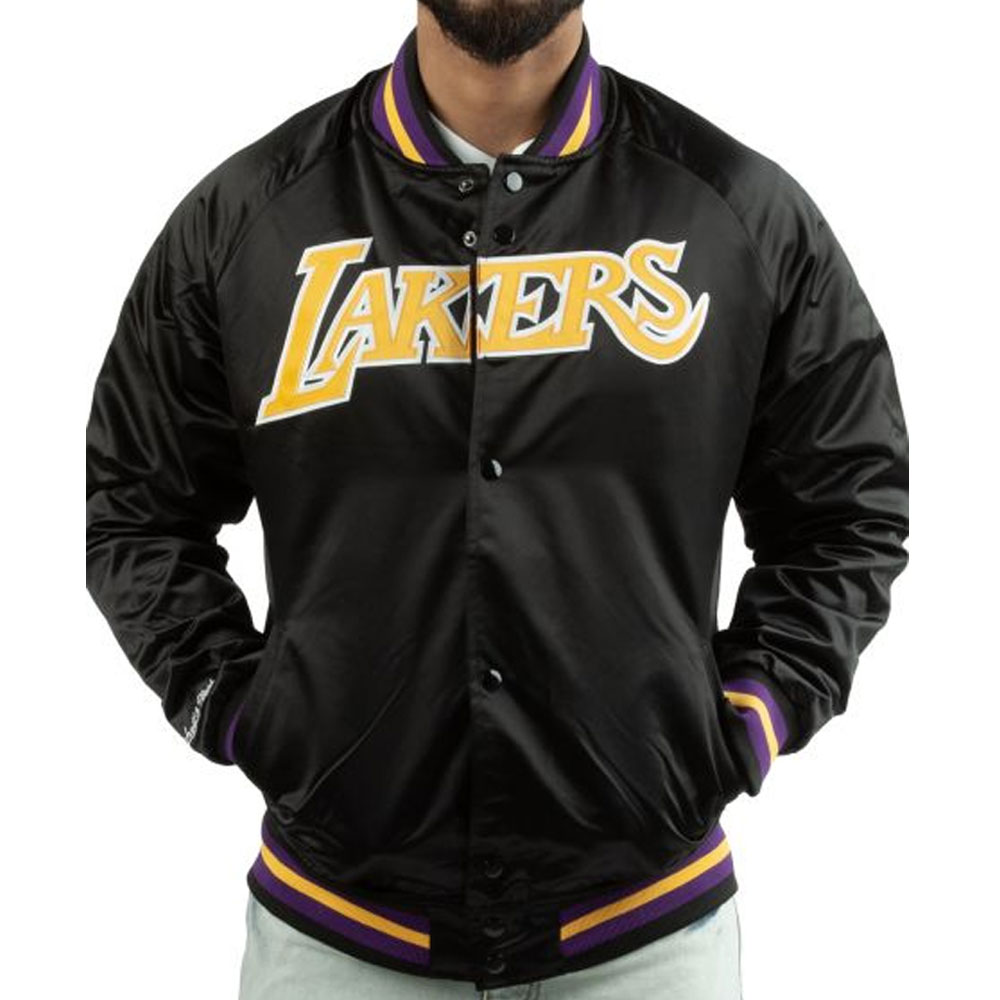 LA Lakers Lightweight Black Satin Jacket - Image 11