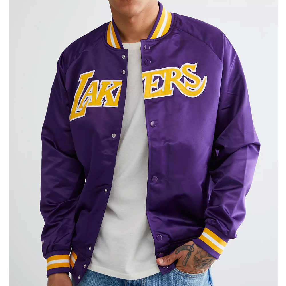 LA Lakers Lightweight Black Satin Jacket - Image 2