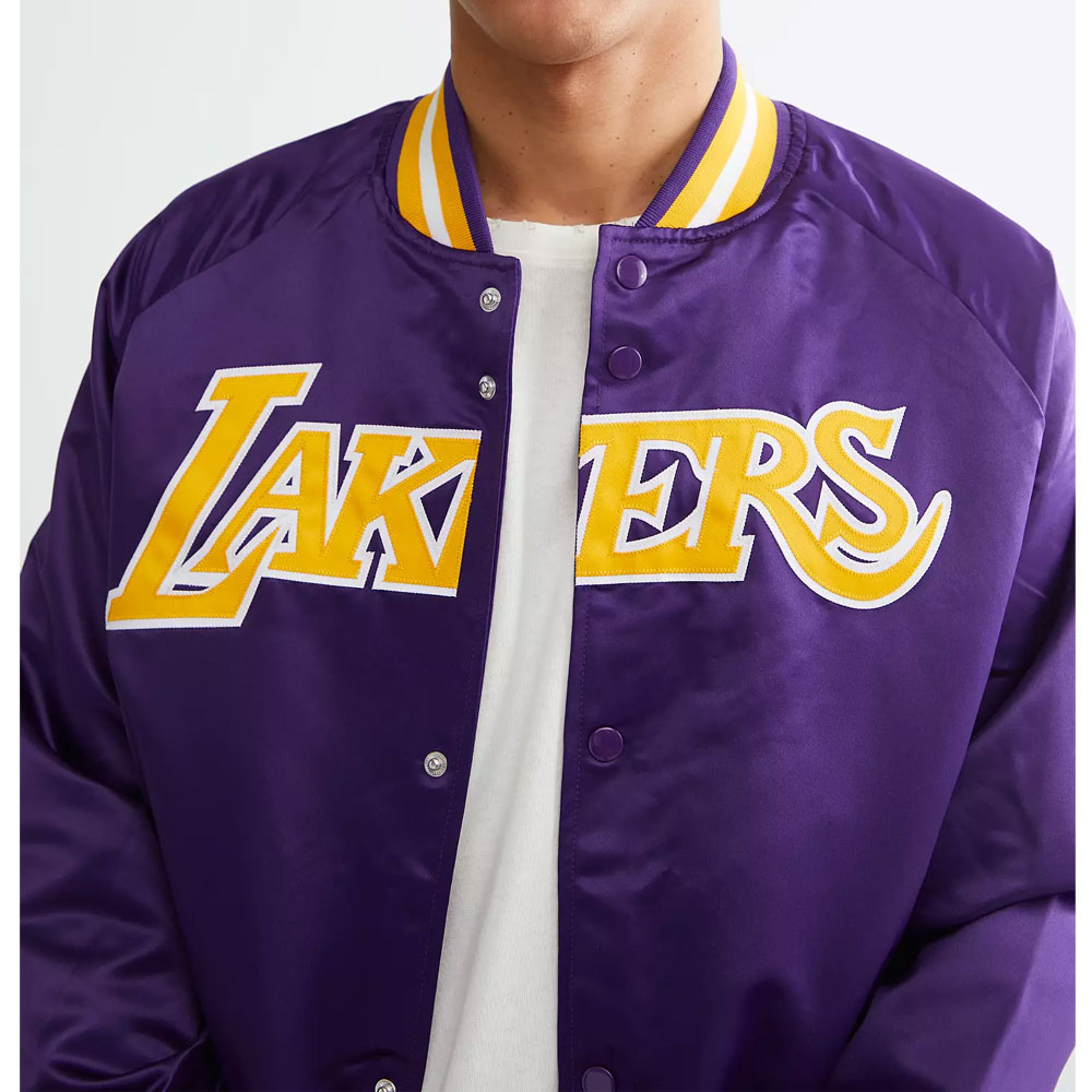 LA Lakers Lightweight Black Satin Jacket - Image 12