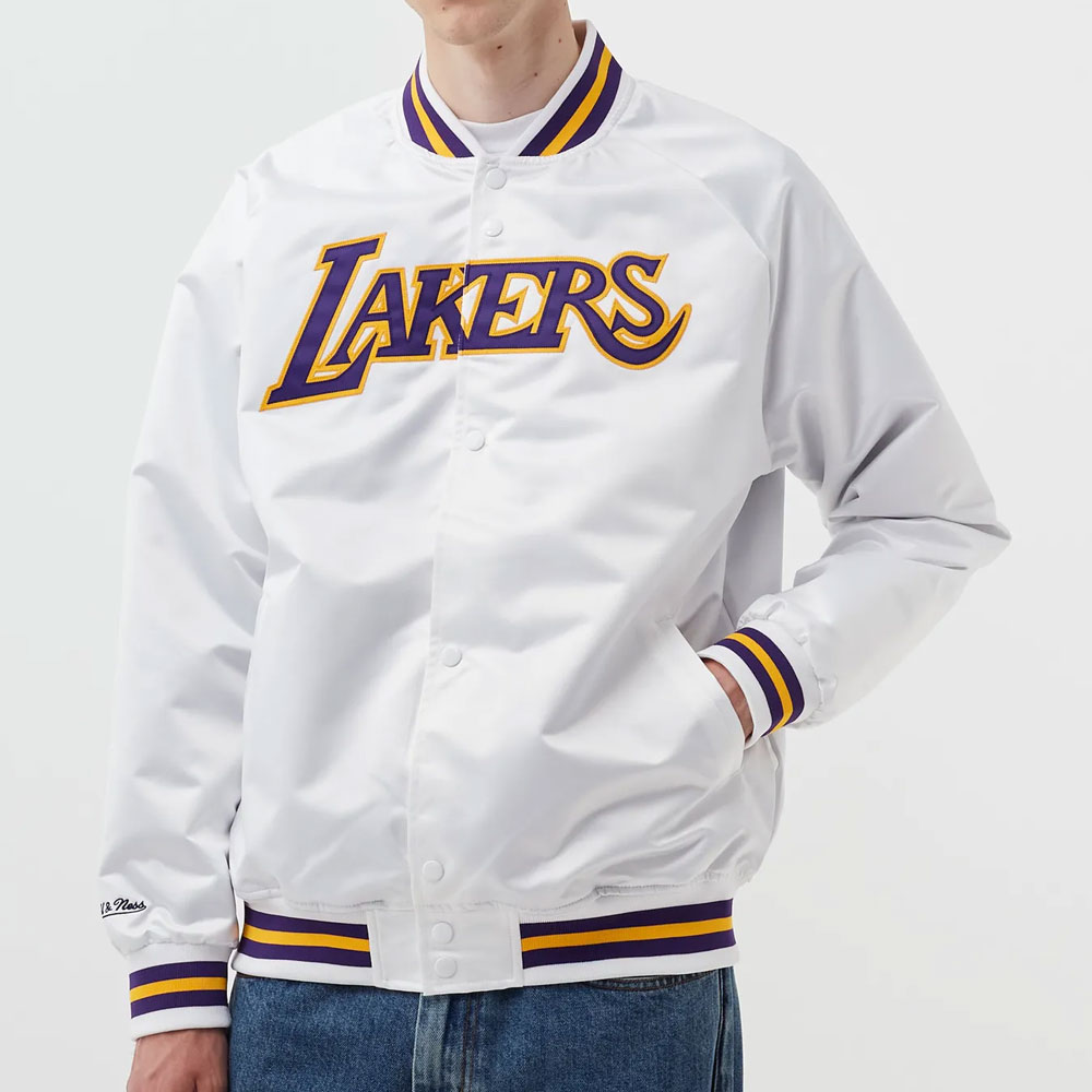 LA Lakers Lightweight Black Satin Jacket - Image 6