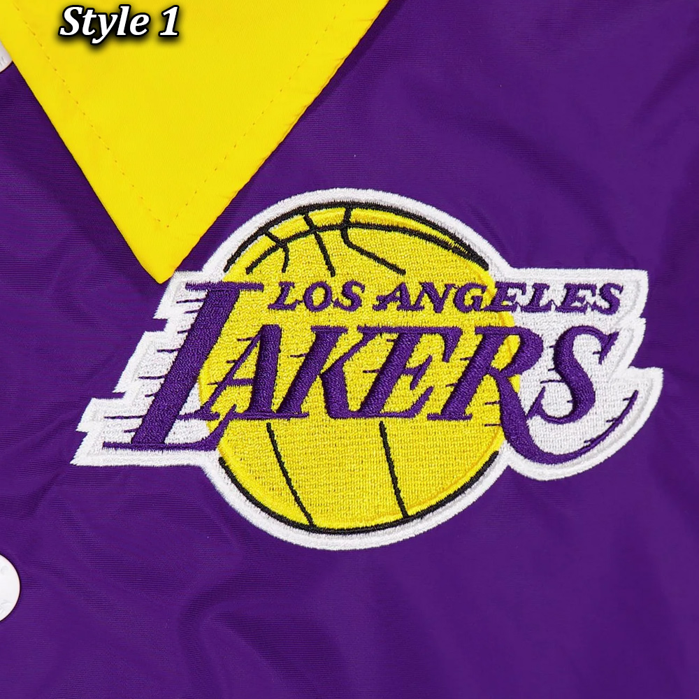 LA Lakers Purple and Yellow Throwback Jacket - Image 5