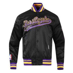 Los Angeles Lakers Script Tail Black Satin Jacket