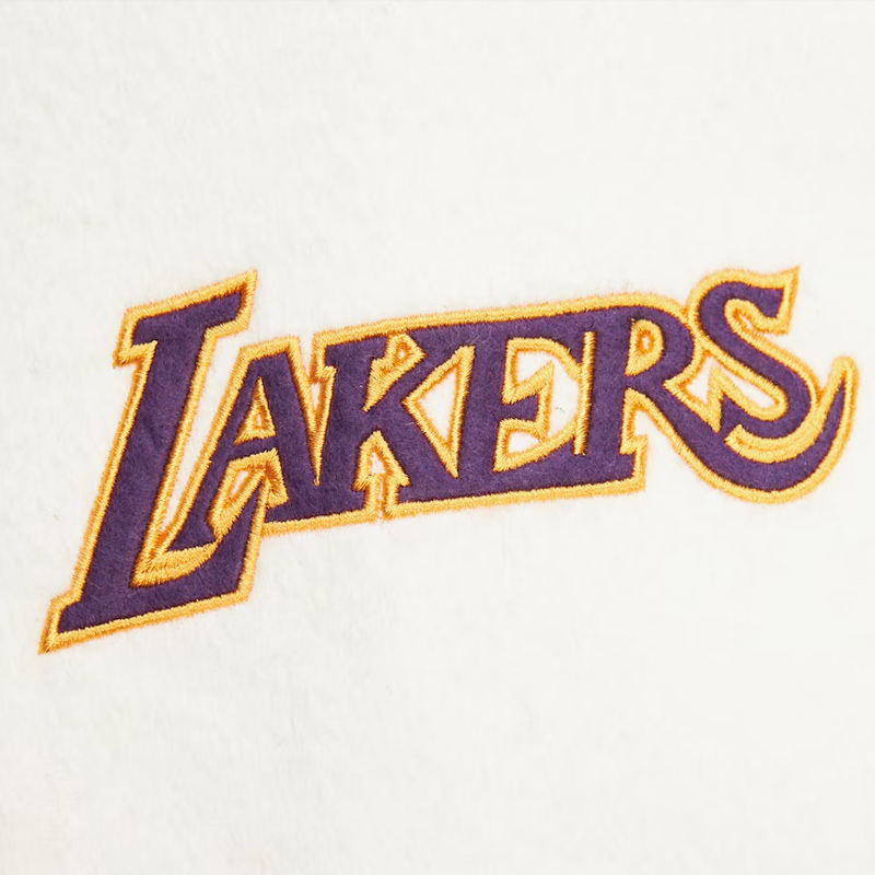 LA Lakers Team History Black Vintage Logo Varsity Jacket - Image 5
