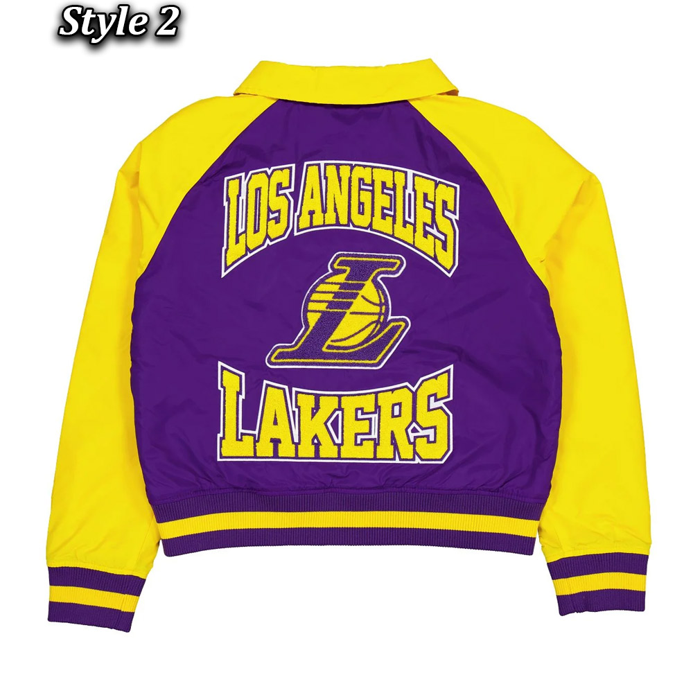 LA Lakers Purple and Yellow Throwback Jacket - Image 4