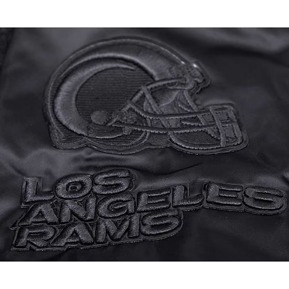 Los Angeles Rams Triple Black Satin Jacket - Image 4