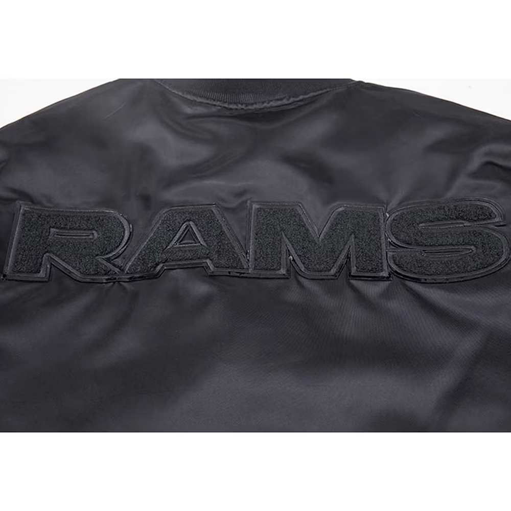 Los Angeles Rams Triple Black Satin Jacket - Image 5