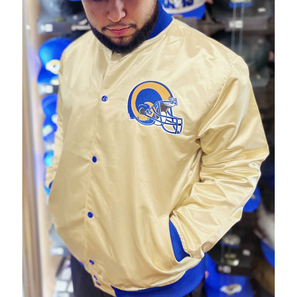 LA Rams Lightweight Gold Satin Jacket - Image 3