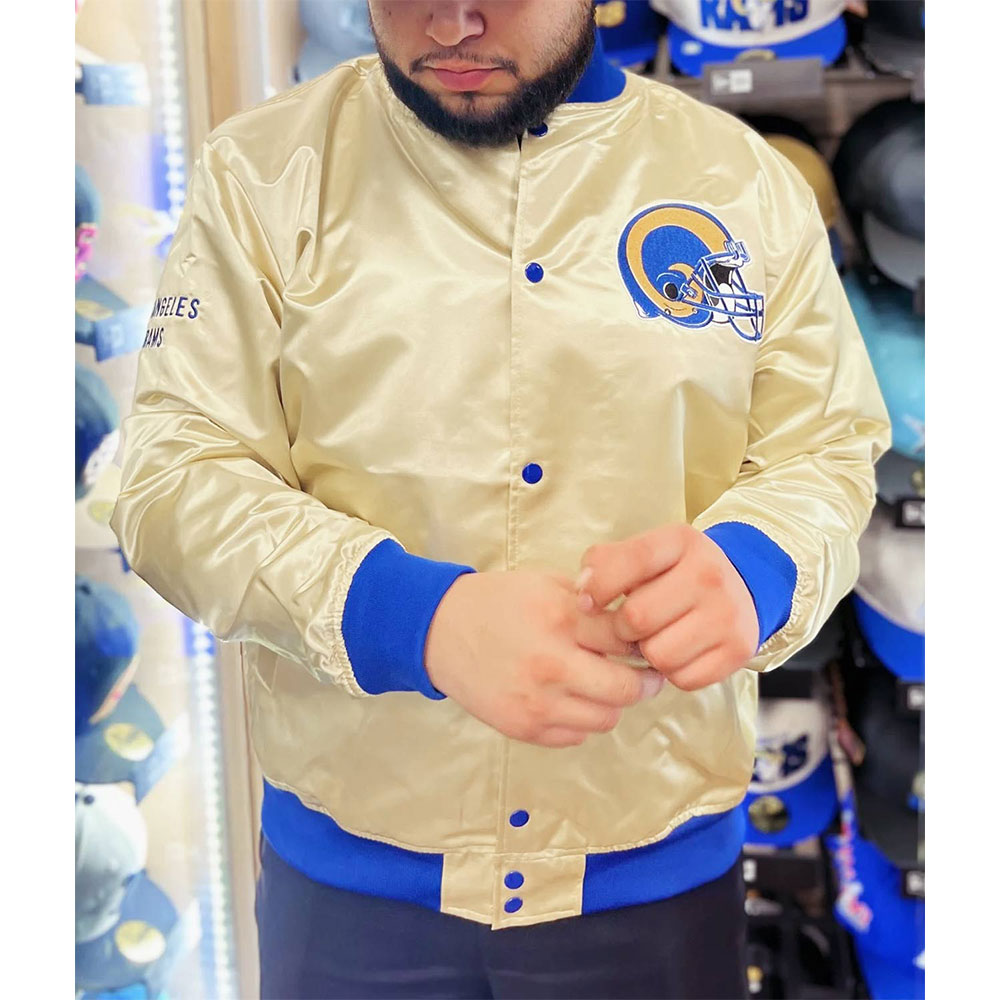 LA Rams Lightweight Gold Satin Jacket - Image 4
